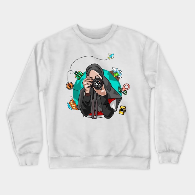 Hijab Traveller Crewneck Sweatshirt by CoretanVector